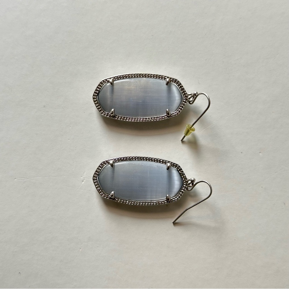 Kendra Scott Silver Dangle Earrings with Decorative Border
